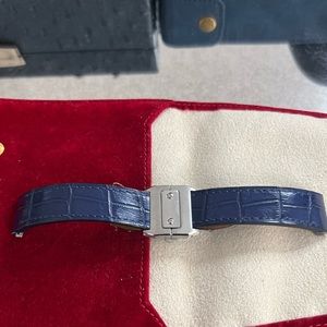 Custom Navy Blue Lizard strap for Cartier De Santos Medium/ Quick Release.